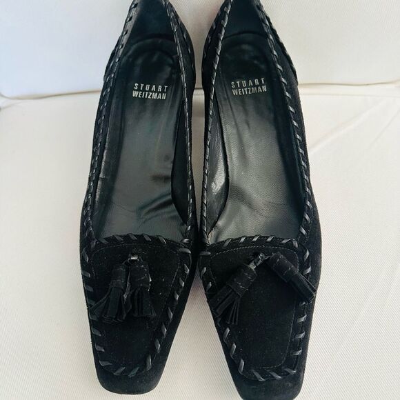 Stuart Weitzman Barclo black, suede loafers. - Picture 1 of 8